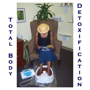Client relaxing in detox chair