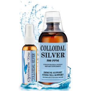 Optimum You Colloidal Silver 500ppm 8 oz with spray bottle and medicine cup