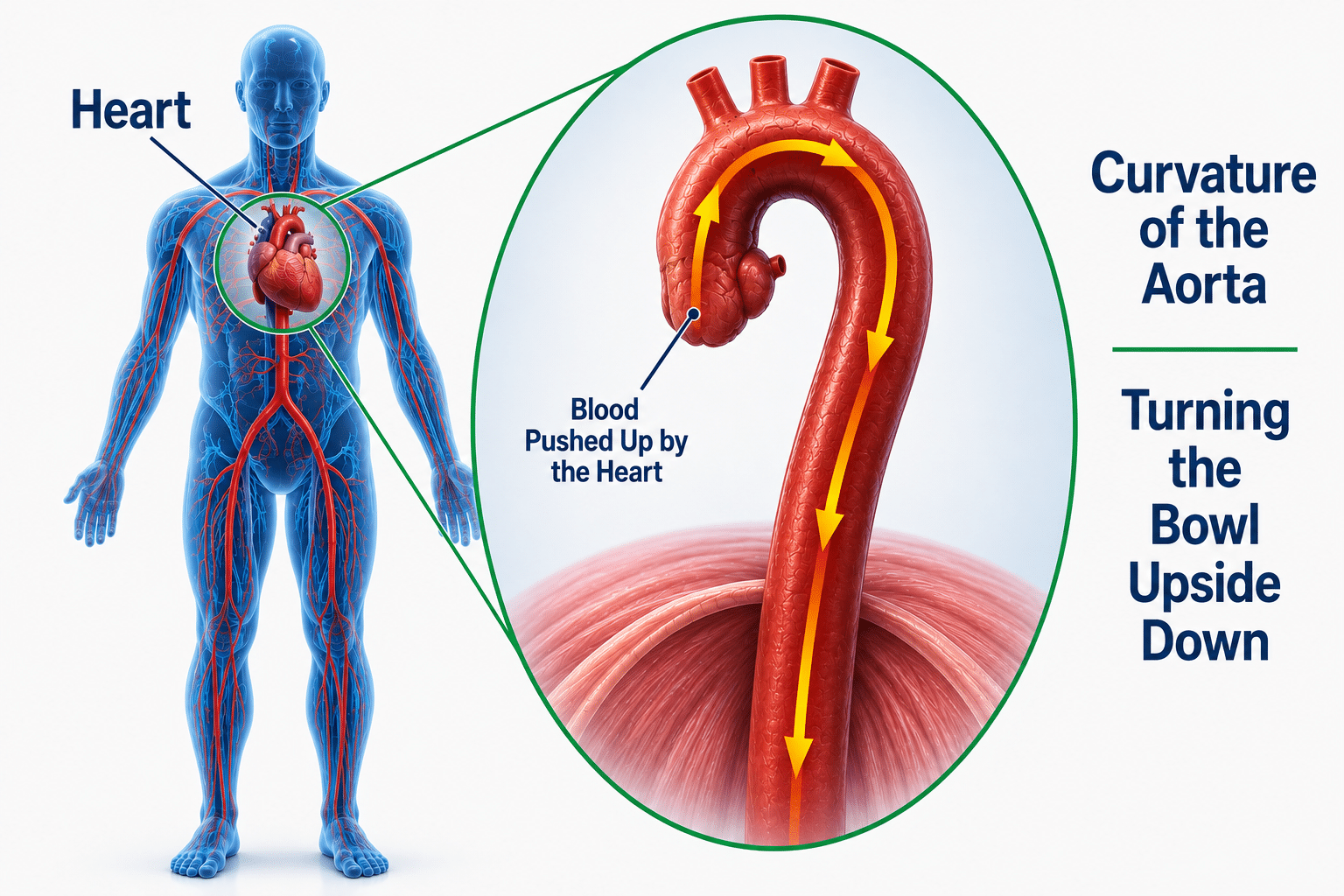 Curvature of the aorta for bowl analogy.