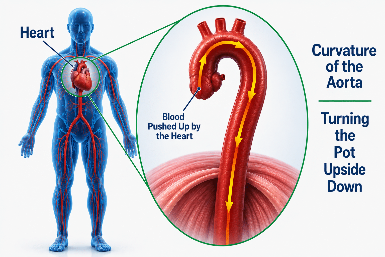 Curvature of the aorta for pot analogy.