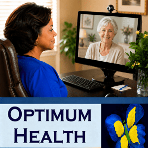 Optimum Health Telehealth Wellness Resources: Tianya S. Santerre, B.S., CNHP working with an older adult.