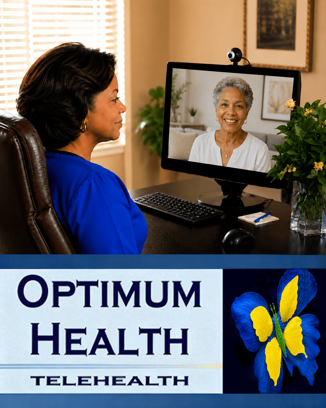 Optimum Health Telehealth Wellness Resources: Tianya S. Santerre, B.S., CNHP working with an older adult.