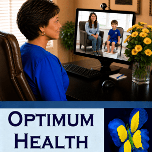 Optimum Health Telehealth Wellness Resources: Tianya S. Santerre, B.S., CNHP working with a child recovering from autism.